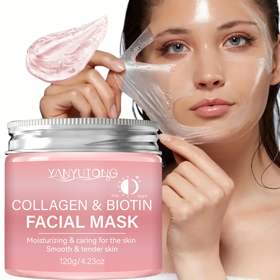 Bentonite Clay Mask - コラーゲンピールマスク、ビオチンコラーゲンラップマスク（昼夜用）、ディープハイドレーション、ナイトケアマスククリーム。