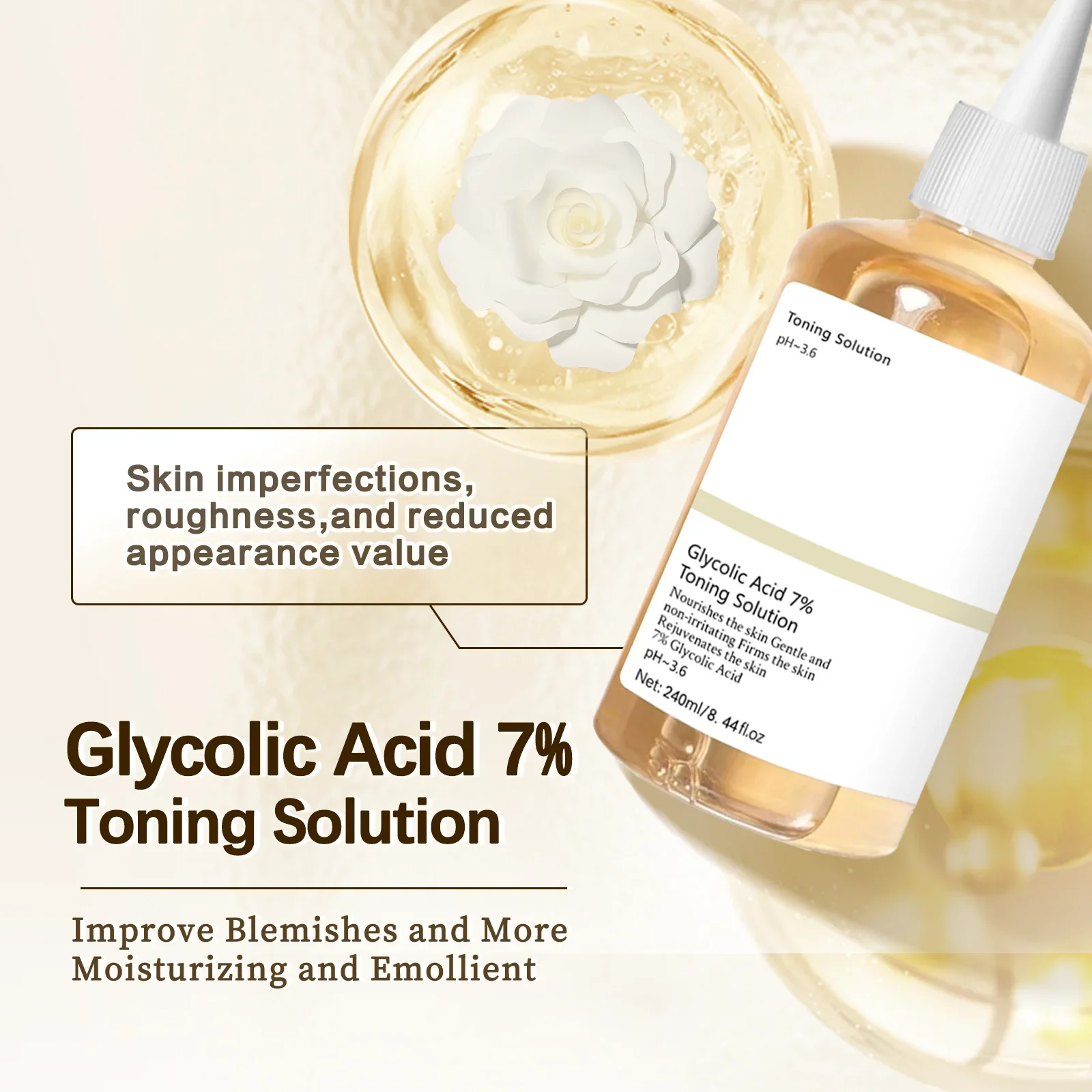 グリコール酸7%配合トーニングソリューション、顔用角質除去剤 - Lactic Acid Toner のレビューと価格