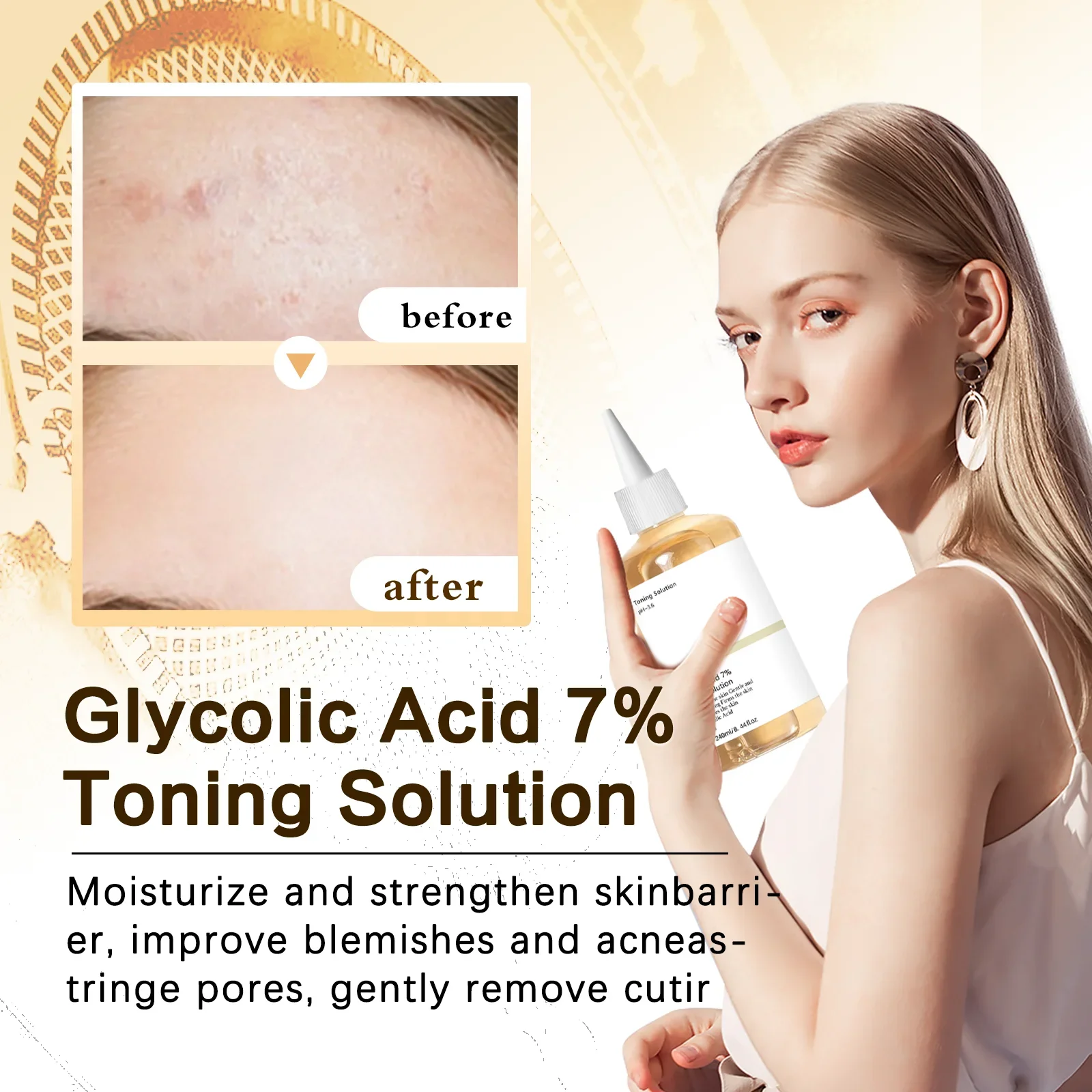 グリコール酸7%配合トーニングソリューション、顔用角質除去剤 - Lactic Acid Toner のレビューと価格